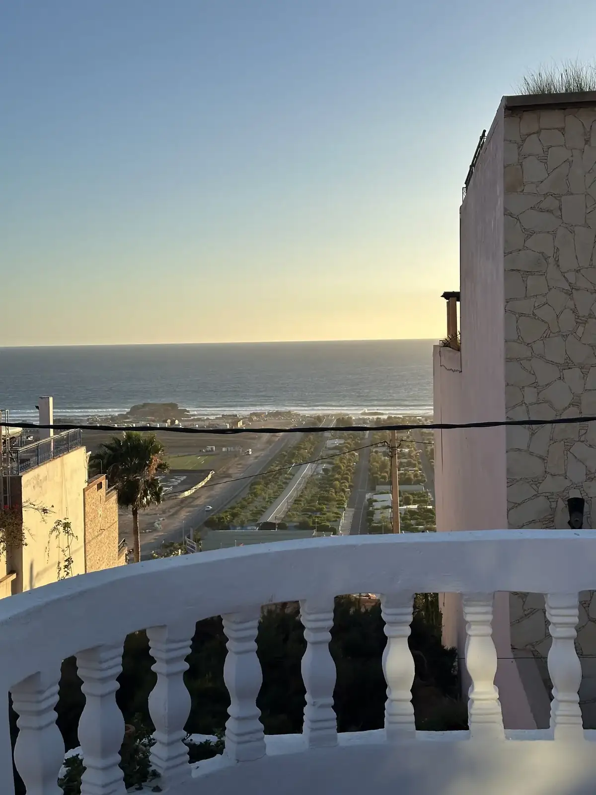 Sunset over the Atlantic from the rooftop terrace in Tamraght