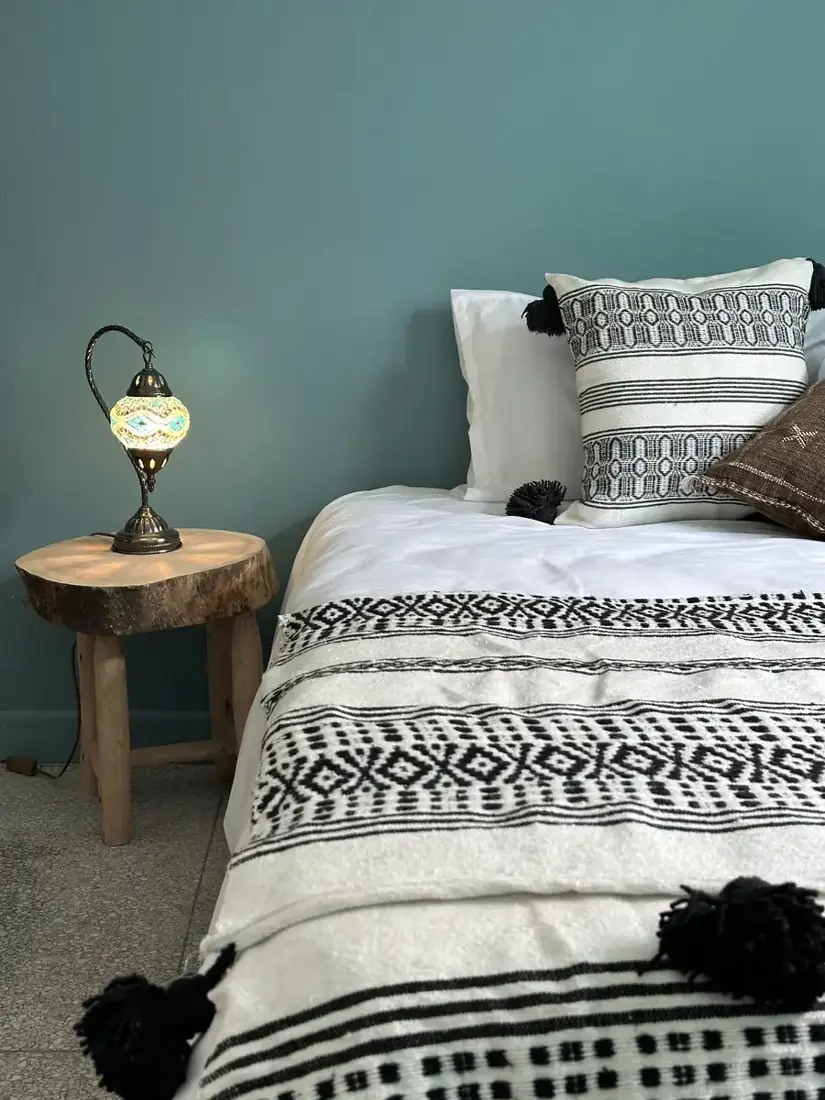 Bluish Gray Room with ocean-toned walls