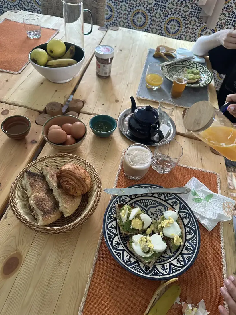 Moroccan breakfast table at the riad