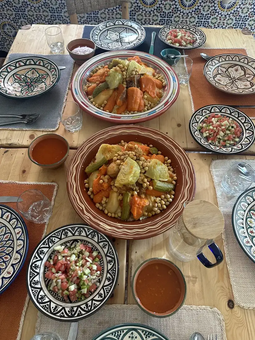 Tagine dinner shared on the rooftop