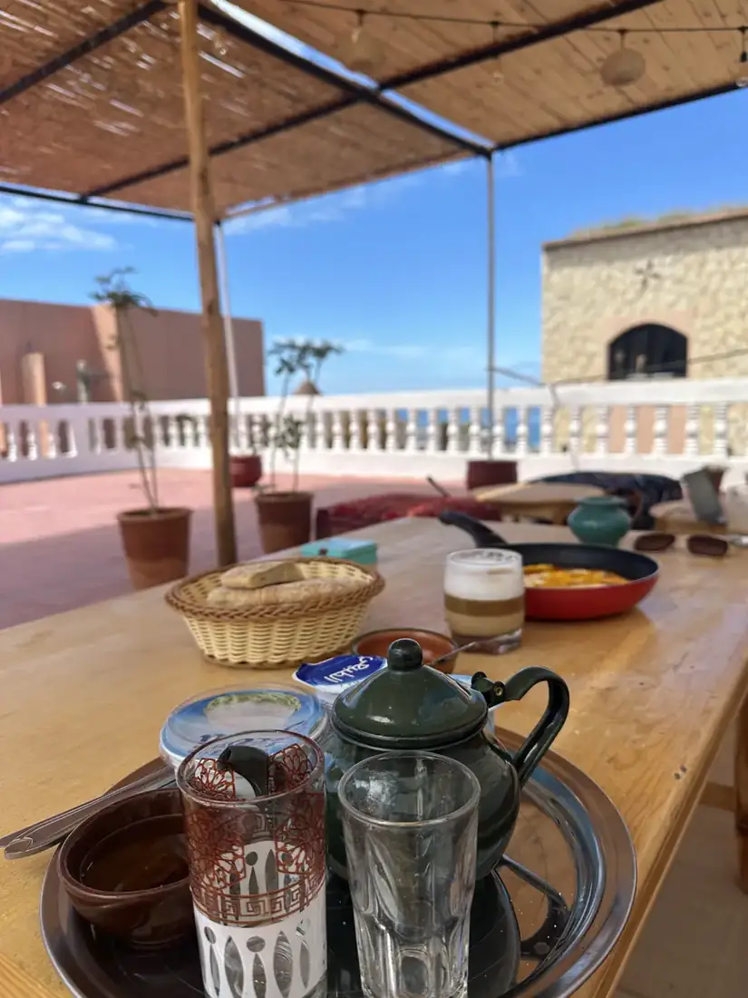 Mint tea on the rooftop table