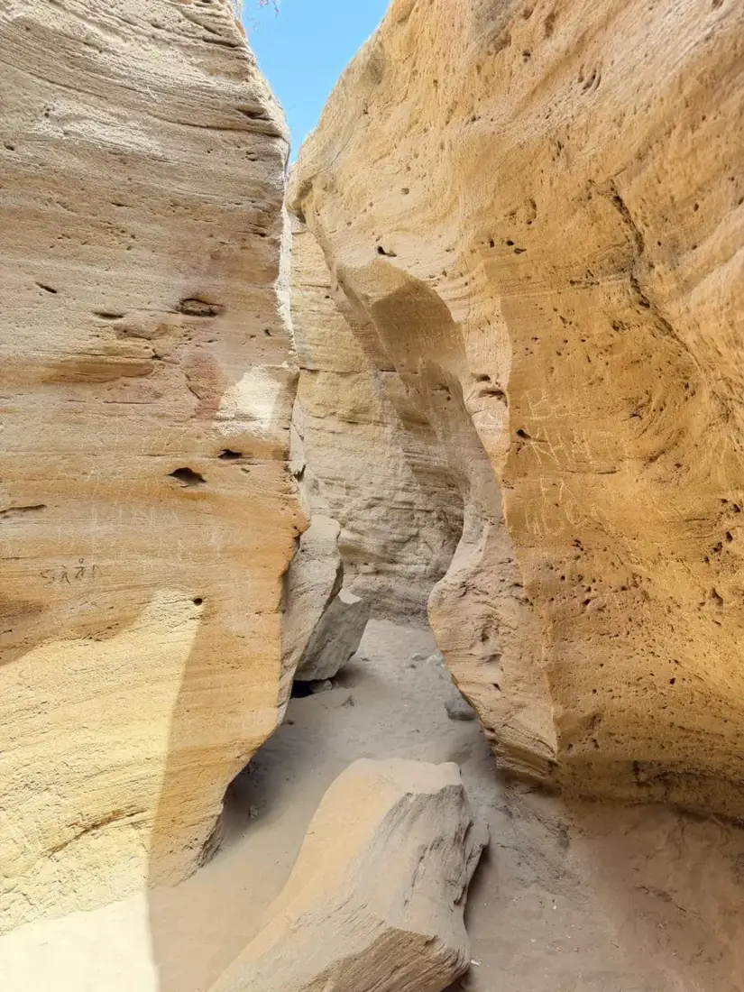 Narrow sandstone canyon near Tamraght