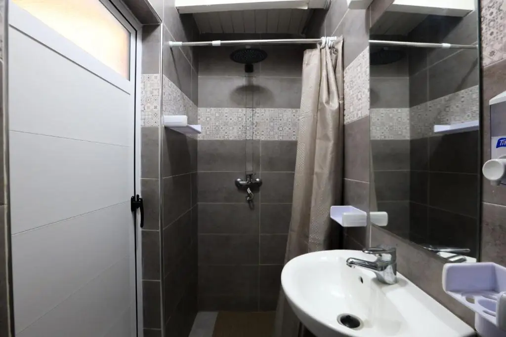 Shower room with a glass door