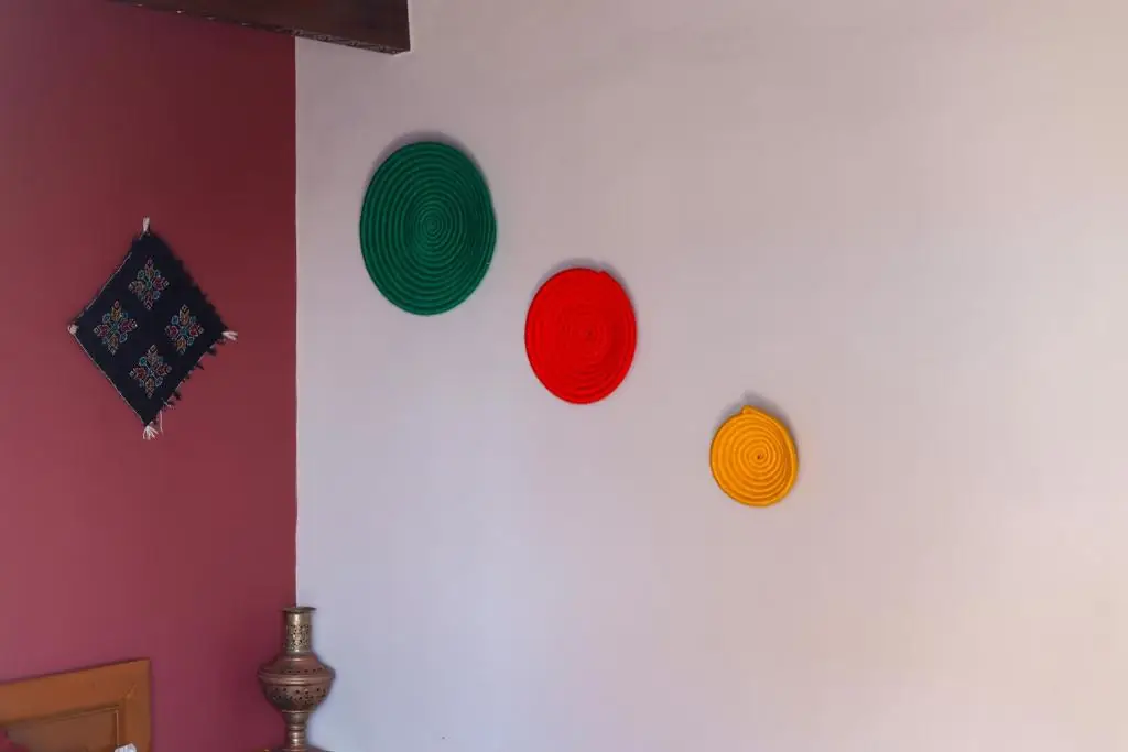 Painted colour discs on the wall